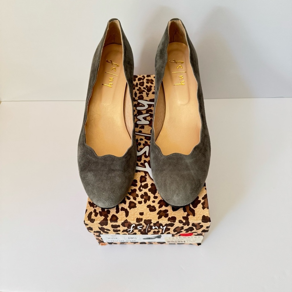 FRENCH SOLE Wave Suede Anthracite Gray Block Heel Pumps 2.5” with Box Size 10.5 - Picture 6 of 15